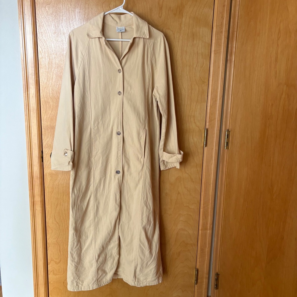 CMC Color Me Cotton Duster Coat Womens‎ VTG Yellow Cotton Twill Long Jacket USA